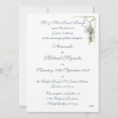 Blaue und rosa Vintage wedding Blumen Einladung (Rückseite)