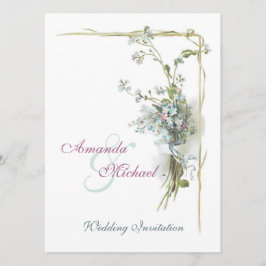 Blaue und rosa Vintage wedding Blumen Einladung