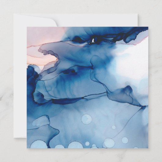 ~ Blaue und rosa Wasserfarbe Elegant Trendy Weddin Einladung (Rückseite)