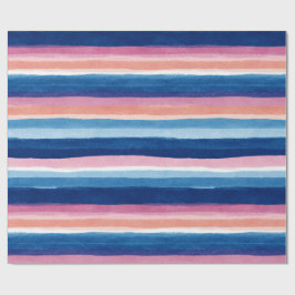 Blaue und rosa Wasserfarbe-Küstenstreifen Geschenkpapier