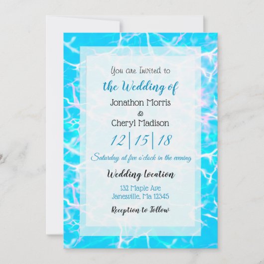 Blaue und rosa Wasserflüssigkeit Hochzeit Einladung (Vorderseite)