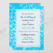 Blaue und rosa Wasserflüssigkeit Hochzeit Einladung (Vorne/Hinten)