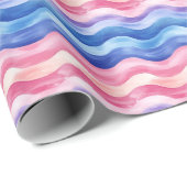 Blaue und rosa Wavy Lines Geschenkpapier (Rolleneckpunkt)