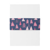 Blaue und rosa Weihnachtsbaummuster Einladungsbanderole (Rückseitenbeispiel)