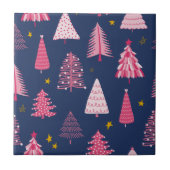 Blaue und rosa Weihnachtsbaummuster Fliese (Vorderseite)