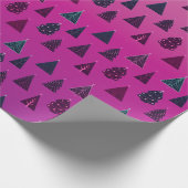 Blaue und rosa Weihnachtsbaummuster Geschenkpapier (Ecke)