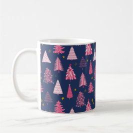 Blaue und rosa Weihnachtsbaummuster Kaffeetasse