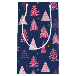 Blaue und rosa Weihnachtsbaummuster Kleine Geschenktüte