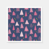 Blaue und rosa Weihnachtsbaummuster Serviette (Vorderseite)