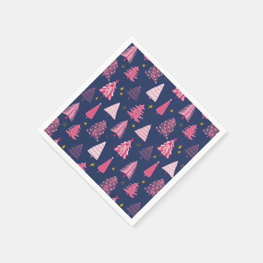 Blaue und rosa Weihnachtsbaummuster Serviette (Ecke)