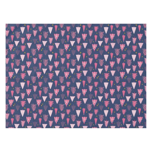 Blaue und rosa Weihnachtsbaummuster Tischdecke (Vorderseite (Horizontal))