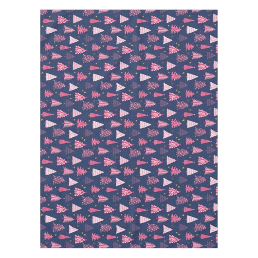 Blaue und rosa Weihnachtsbaummuster Tischdecke (Vorderseite)