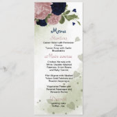 Blaue und rosafarbene Blume Hochzeitsmenü Menükarte (Vorderseite)