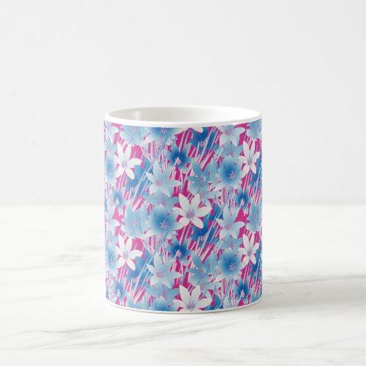 Blaue und rosafarbene Blumenblicke Kaffeetasse (Mittel)