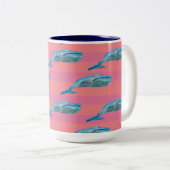Blaue und rosafarbene Fische Art Zwei-Tone-Tasse Zweifarbige Tasse (VorderseiteRechts)