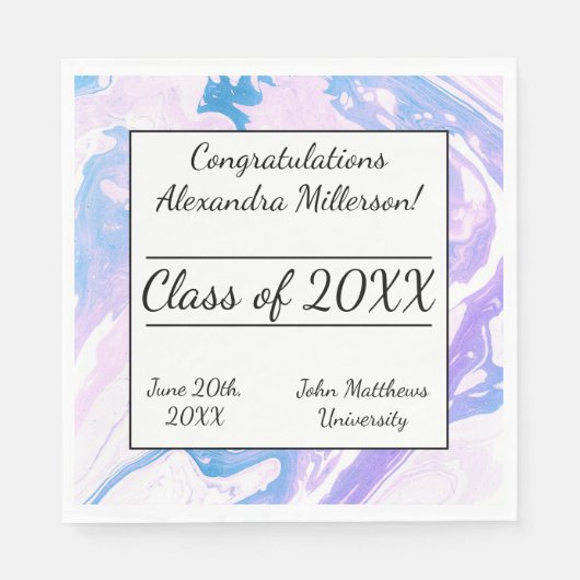 Blaue und rosafarbene Gefärbte Krawatte Papier Nap Serviette (Vorderseite)