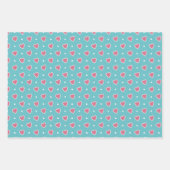 Blaue und rosafarbene Polka-Dots und HerzValentine Geschenkpapier Set (Vorderseite)
