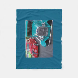 Blaue und rote Antiquitäten-Autos-Fleece-Decke Fleecedecke