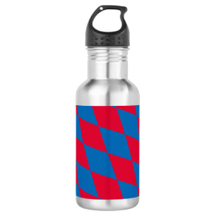 Blaue und rote bayerische Diamantflagge Muster Edelstahlflasche