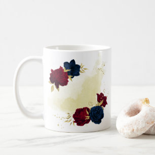 Blaue und rote Blume Kaffeetasse