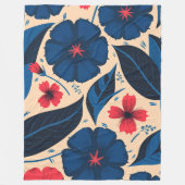 Blaue und rote Blume mit dunkelblauen Blätter Fleecedecke (Vorderseite)
