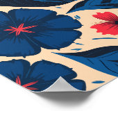 Blaue und rote Blume mit dunkelblauen Blätter Poster (Ecke)