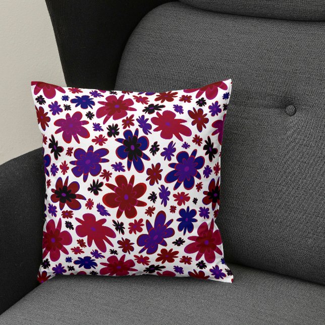 Blaue und rote Blume Pillow Kissen (Von Creator hochgeladen)