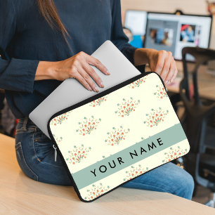 Blaue und rote Blumen, Blau, Ihr Name Laptopschutzhülle