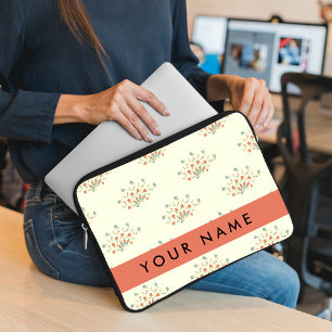 Blaue und rote Blumen, Rot, Ihr Name Laptopschutzhülle