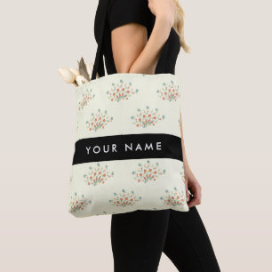 Blaue und rote Blumen, Schwarz, Ihr Name Tasche