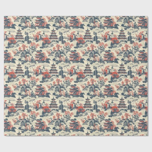 Blaue und rote China Geschenkpapier (Flach)