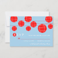 Blaue und rote chinesische Papierlaternen RSVP-Kar