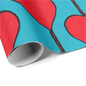 Blaue und rote, einfache Herzen Geschenkpapier (Rolleneckpunkt)