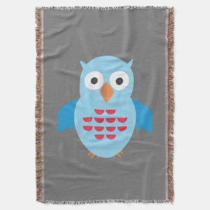 Blaue und rote Eule Decke