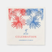 Blaue und rote Feuerwerkskörper Serviette (Vorderseite)