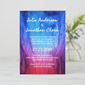 Blaue und rote Flammen beim Hochzeitsvortrag Einladung (Stehend Vorderseite)