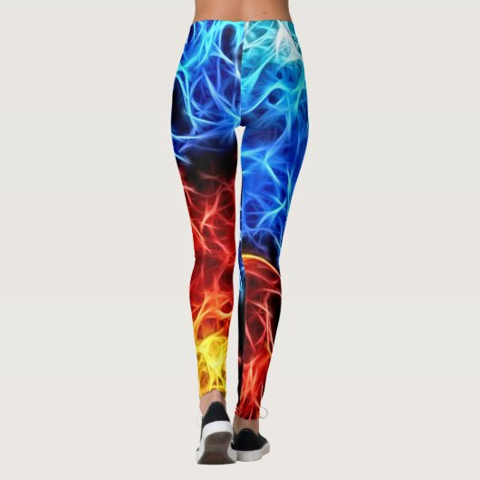 Blaue und rote Flammen, elektrisches, Leggings (Rückseite)
