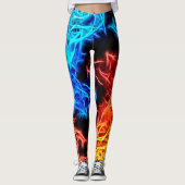 Blaue und rote Flammen, elektrisches, Leggings (Vorderseite)