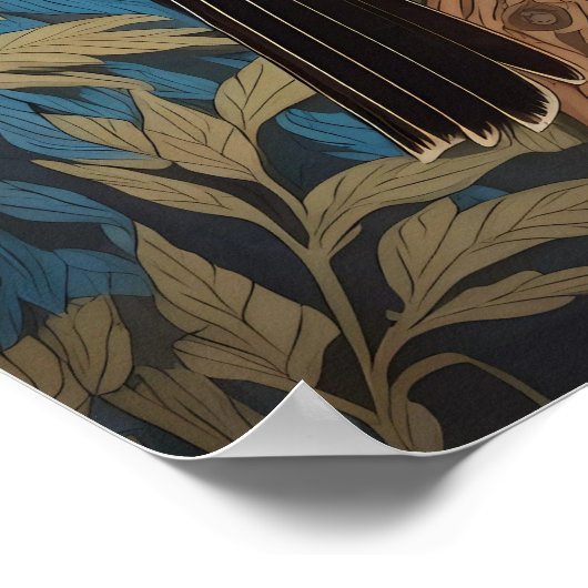 Blaue und Rote Fleckvögel Inspiriert Poster (Ecke)