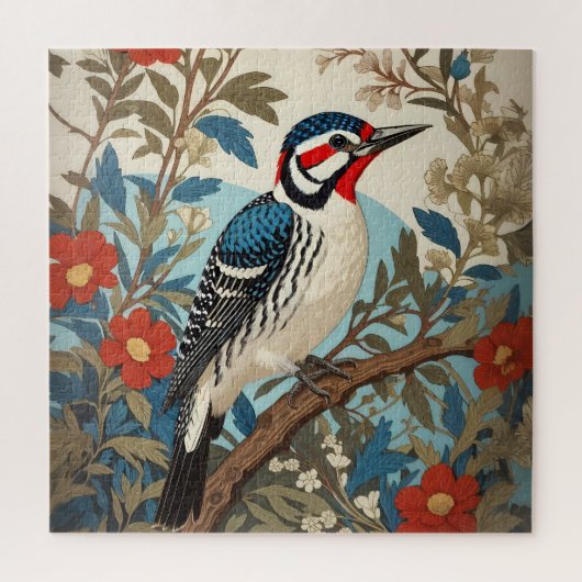 Blaue und Rote Fleckvögel Inspiriert Puzzle (Vertikal)