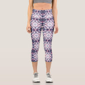 Blaue und rote Gefärbte Krawatte Capri Leggings (Vorderseite)