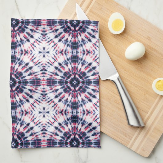 Blaue und rote Gefärbte Krawatte Geschirrtuch (Viertel Falte)