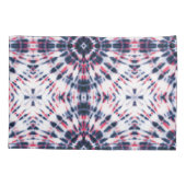 Blaue und rote Gefärbte Krawatte Kissenbezug (Rückseite-Links)