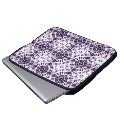 Blaue und rote Gefärbte Krawatte Laptopschutzhülle (Vorne Knopf)