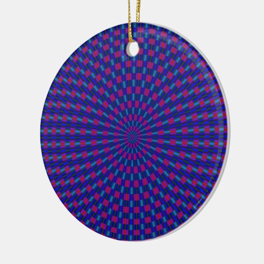 Blaue und rote geometrische Kreise Keramikornament (Links)