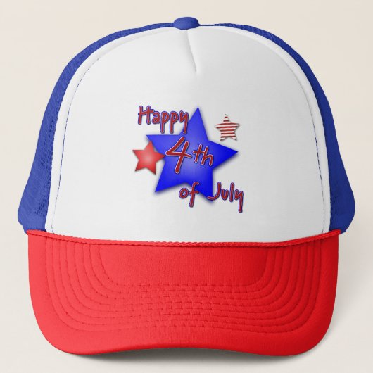 Blaue und rote große Stars Truckerkappe (Vorderseite)