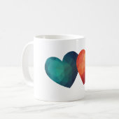 Blaue und rote Herzkombination Kaffeetasse (Vorderseite Links)