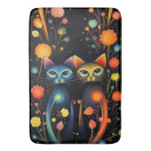 Blaue und rote Katzen Badematte (Vorderseite Vertikal)