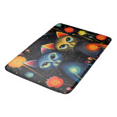 Blaue und rote Katzen Badematte (Schrägansicht)