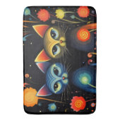 Blaue und rote Katzen Badematte (Vorderseite Vertikal)